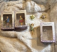 Cicely Mary Barker Flower 3 Fairy Ornaments And 2 Ornament Stands Retired DAMAGE picture