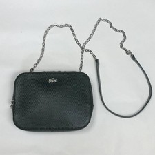 Lacoste Cowhide Metal Chain Embossed Leather Shoulder Bag Women Rare French Mode picture