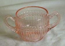 Pink Depression Glass Open Sugar Bowl Ribbed Sides picture