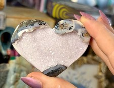 Lavender Druzy Agate Heart | Pink Amethyst Geode Heart | Sparkling Crystal Heart picture