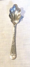 Vtg. 1847 Rogers Bros Linden Silver Plate Scalloped Shell Tip Sugar Spoon picture
