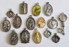 Vintage Religious Catholic Medal Pendant St Michael Philomena Therese Lot of 15 picture