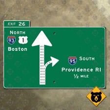 Massachusetts Interstate 95 exit 26 Boston Providence RI highway road sign 21x14 picture