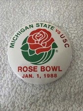 Michigan State vs USC Rose Bowl Jan 1st 1988  3 1/2 Inch Round Lapel Button picture