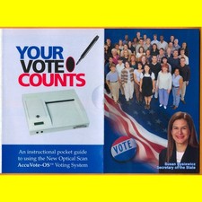 CONNECTICUT ACCUVOTE-OS voting system SUSAN BYSIEWICZ 2008 pamphlet CT political picture