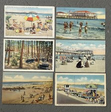 Lot of 6 Old Orchard Beach, Me. And Hampton Beach , NH Postcards picture