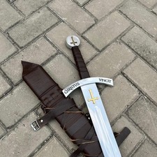 Handmade Knights Templar Sword Replica High Carbon Steel Blade Medieval Sheath picture