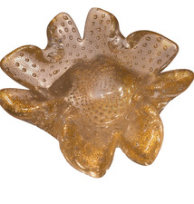 Vintage Murano Gold Fleck Bullicante Glass Bowl Ashtray Barovier & Toso 7