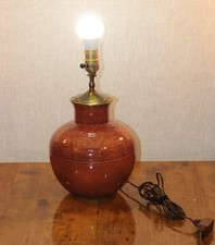 Vintage/Antique Cowan Pottery Vase Lamp Rust/Orange Speckled Glaze picture