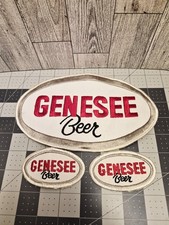 LOT OF 3 GENESEE BEER EMBROIDERED PATCHES 8 x 5 AND 3 1/4 x 2 NOS VINTAGE picture