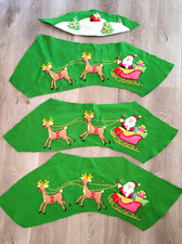 Vintage Christmas Santa & Reindeer Felt Sequins Panels picture