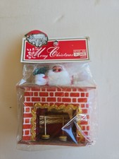 NOS MIP Vintage Santa Claus In Chimney Decoration Japan Christmas  picture
