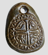 Ancient Carthage Punic Carved Gemstone Pendant Amulet Four Quadrant Shield Wheel picture