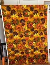 VTG 8 Yds Continuous Deadstock 5th Avenue Design Flower Power Floral Barkcloth picture