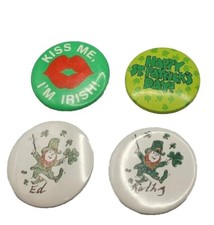 VTG Irish St Patrick's Day Pin Back Buttons, Set of 4 picture