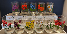 VTG 70s Brockway Flowers of the Month Drinking Tumbler Glass Missing Nov MCM  picture