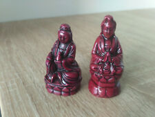 2 pcs. Red Resin Seated Chinese Tibetan Style of Shadakshari Lokeshvara Figurine picture