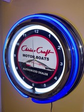 Chris Craft Motor Boats Marina Garage Man Cave Neon Style Retro LED Clock Sign picture