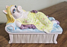 Vintage Miss Piggy Henson Muppets Taste Setter Sigma Covered Ceramic Jewelry Box picture