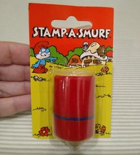 Smurf Rubber Stamp Vintage Smurfs Stamp-A-Smurf 1980s Red Papa Smurf NIP picture
