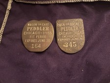 Vintage 1954 Chicago Pack Or Basket Peddler Licence Pin Mayor Daley  Lot Of 2 picture