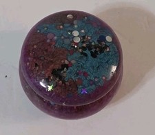 Hand Crafted Resin Ring Trinket Box Pink Purple Blue Sparkly picture