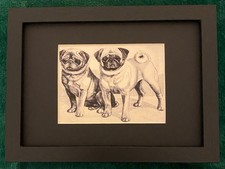 Pug MATTED | FRAMED | READY TO GIFT - 1986 Vintage Dog Art Print picture