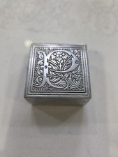 Vintage Pewter Alphabet Letterpress Style Block Initial 