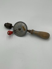 Vintage Hand Crank Egg Beater Drill, Jacob’s Chuck Wood Handle Antique Tool picture