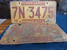 Minnesota 1962 Passenger Matching Pair License Plates With 1963 Metal Tabs picture