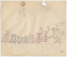 Columbia LITTLE LOST SHEEP Animation Drawing of KRAZY KAT, WOLF & HOUNDS, 1939 picture