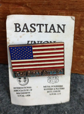 Vintage Bastian USA Flag Lapel Pin – God Bless America Union Made Patriotic hat picture