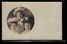 RPPC Three Women Fancy Hats Portrait Real Photo Postcard Early 1900s picture