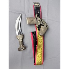 Yemeni Jambiya Dagger with Ornate Scabbard and Embroidered Ceremonial Belt picture