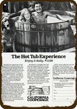 1977 CALIFORNIA COOPERAGE Wood Hot Tub Vintge-Look DECORATIVE REPLICA METAL SIGN picture