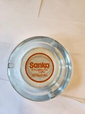 Vintage Sanka Coffee Round Glass Advertising Ashtray 3 Slots 4