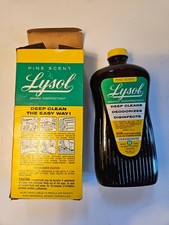 1960s-70s Lysol Pine Scent Concentrated Disinfectant Full Bottle + Excellent Box picture