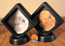 Mars & Moon Rock Set, Martian and Lunar Meteorite Displays w/ Authenticity Cards picture