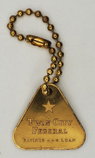Vintage Two Sided Twin City Federal Savings Loan 400 Million Bank Metal Keychain picture
