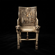 ANCIENT EGYPTIAN KING TUTANKHAMUN Throne Statue Carved Royal Chair Figurine picture