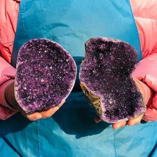 2pcs 4.35LB Natural Amethyst geode quartz cluster crystal specimen Healing 3235 picture