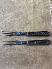 2 Antique J R & Co. U.S.Army Cast Iron Mess Kit Forks picture