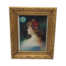 Vtg Adolph Coors Golden Brewery Greetings 1904 Lady Litho Print Gilt Frame picture
