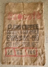RARE Vintage GUATEMALA COFFEE Bean Bag Jute Burlap Gunny Sack 1992-1993 picture