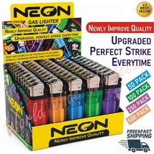 NEON Disposable Cigarette Flint Lighters 50ct Display Bulk Wholesale picture