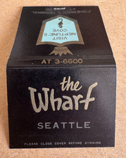 The Wharf Restaurant, Seattle WA, Vintage 30-Stick Matchbook; Black & Gold Nice picture