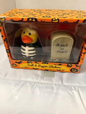 Transpac Little Village Halloween Duck & Tombstone Salt & Pepper Set picture
