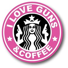 PINK I Love Guns And Coffee Fits YETI Car Bumper Vinyl Sticker Decal 3