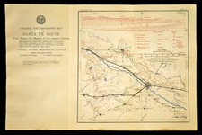 1915 Antique Santa Fe Railroad Map Line Hutchinson Kansas Sterling KS Lyons picture