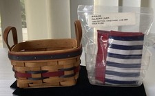 Longaberger All-STAR Basket 1993 w Insert & New Liner 6 x 3 x 3 Leather Handles picture